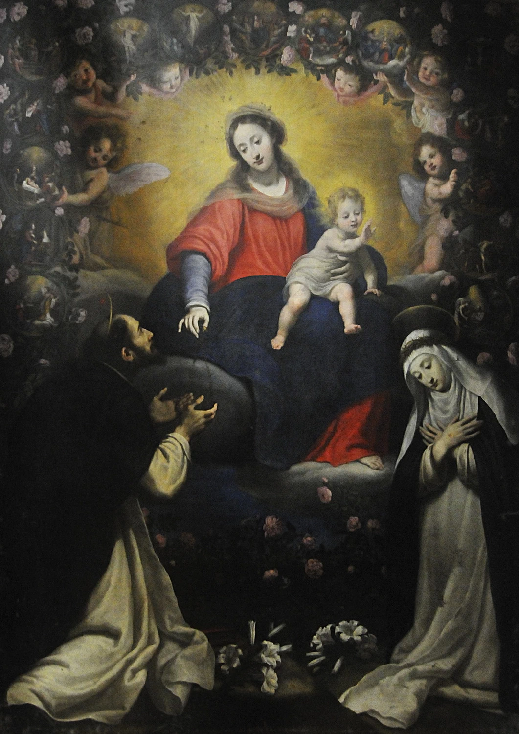 Madonna del rosario con Santi domenicani e misteri del rosario - Spoleto
